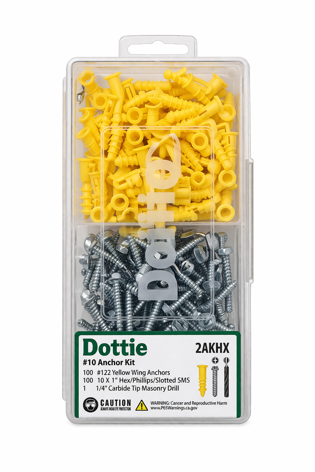 Dottie 2AKHX #10 Yellow Wing Conical Anchor Kit w/ Hex Head