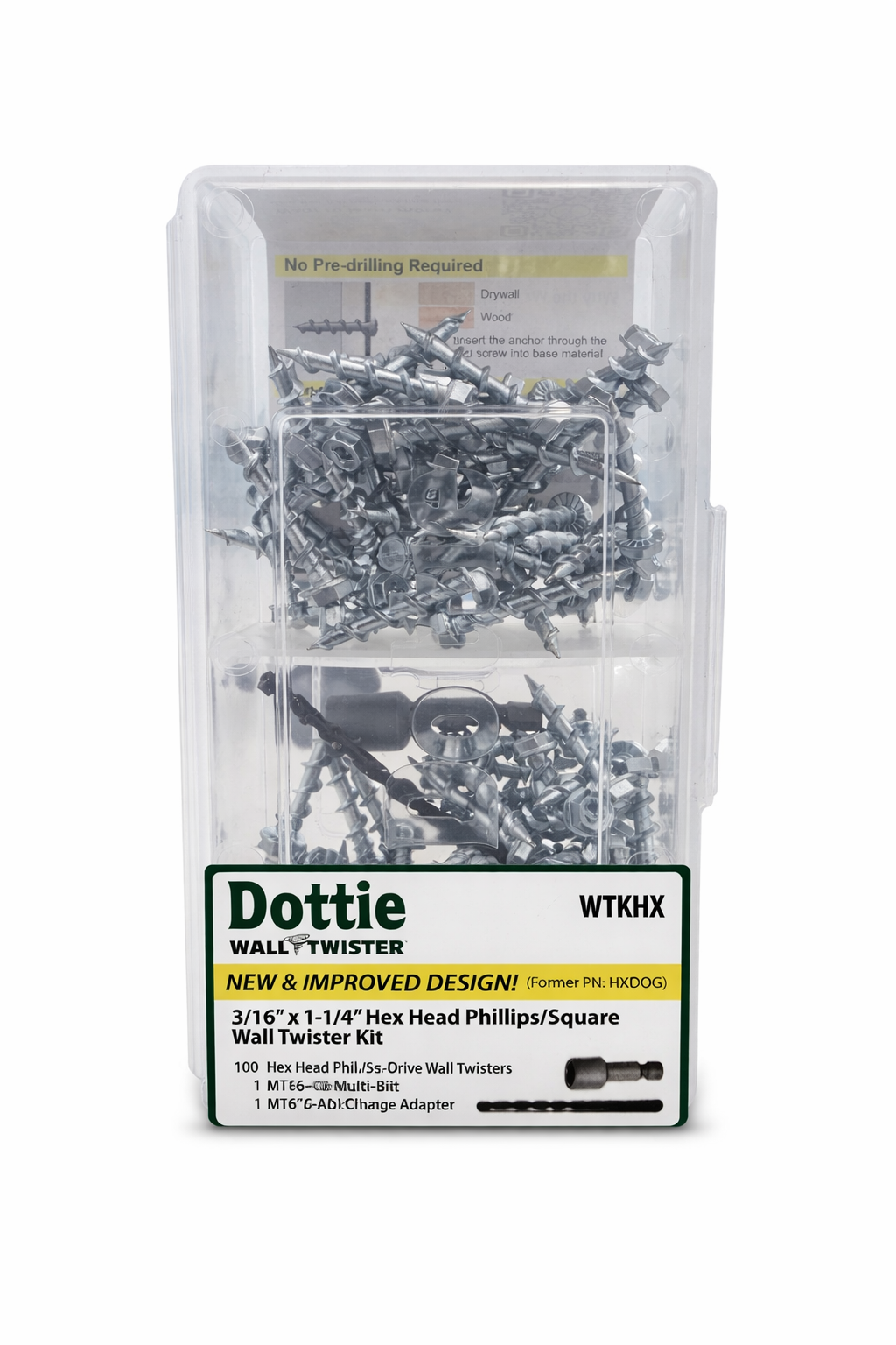 3/16'' x 1-1/4'' Hex Head Phillips/Square Wall Twister Kit