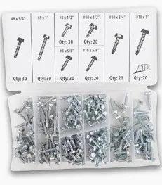 Assorted Slotted Hex Washer Head Metal Piercing Screws